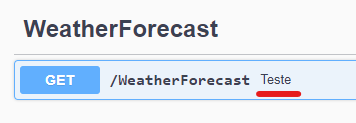 Sublinhado de vermelho está a palavra "Teste", que foi o que informamos na documentação do endpoint.